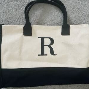 Canvas Tote Bag with R Initial